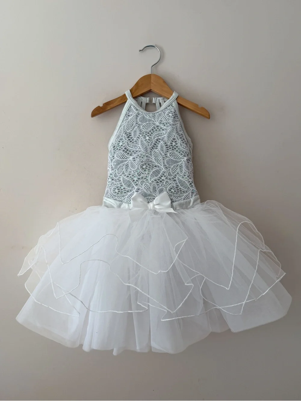 WEISSMAN EUC White Silver Sequin Lace Angel Tutu Ballet Dance Recital Costume